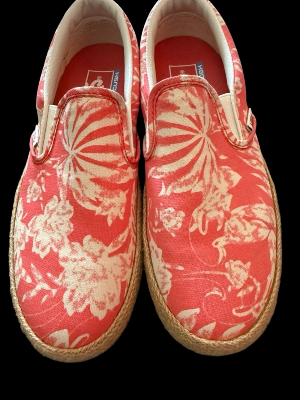 Vans tropical coral floral platform espadrille slip on sneakers -size 8